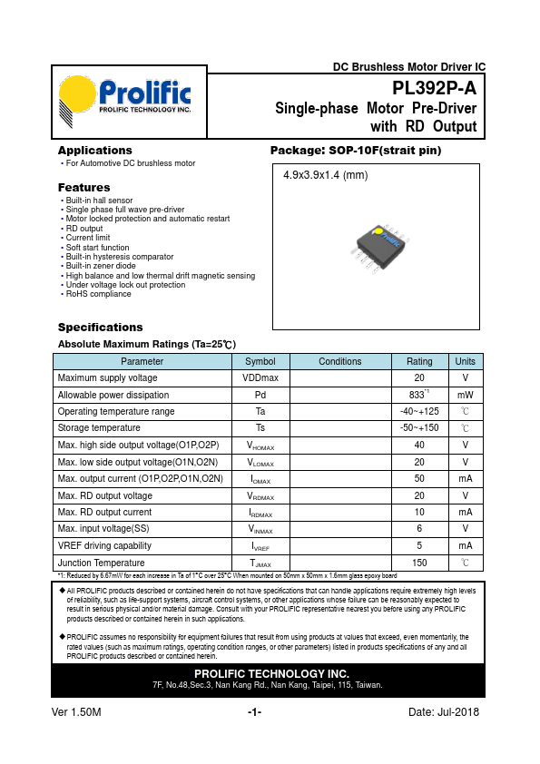 PL392P-A Datasheet Preview