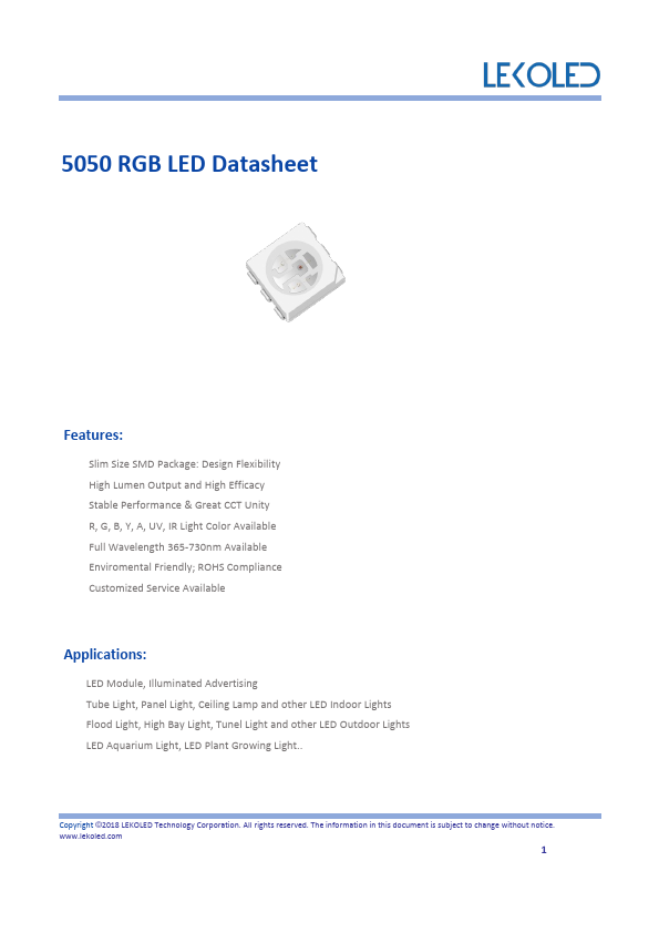 5050 RGB LED by LEKOLED - Datasheet Preview