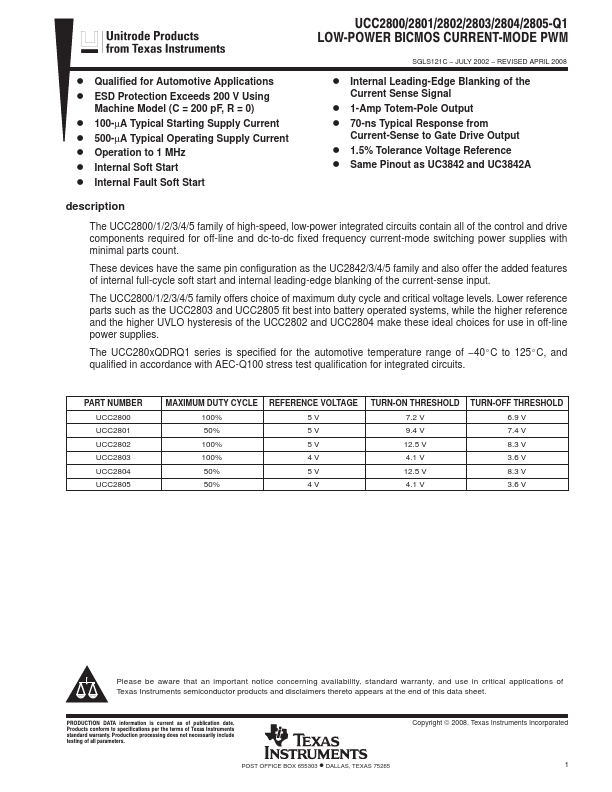 UCC2800-Q1