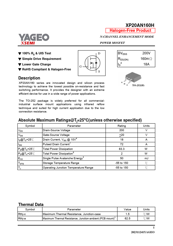 XP20AN160H Datasheet Preview