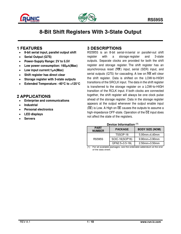 RS595S Datasheet Preview