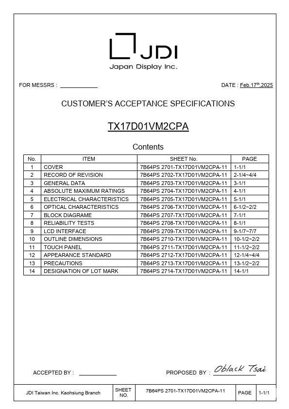 TX17D01VM2CPA Datasheet Preview