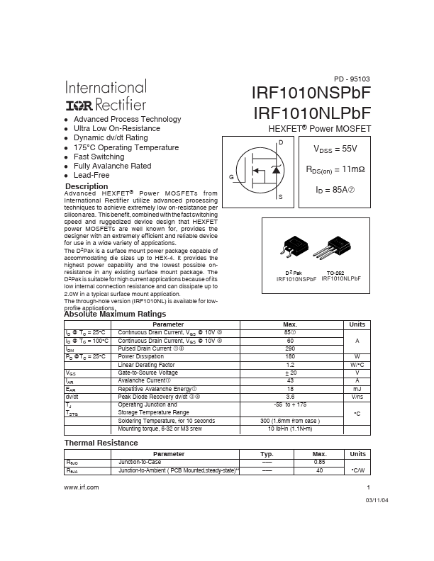 IRF1010NSPBF