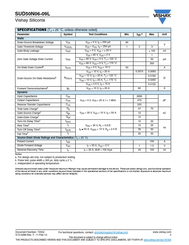 SUD50N06-09L