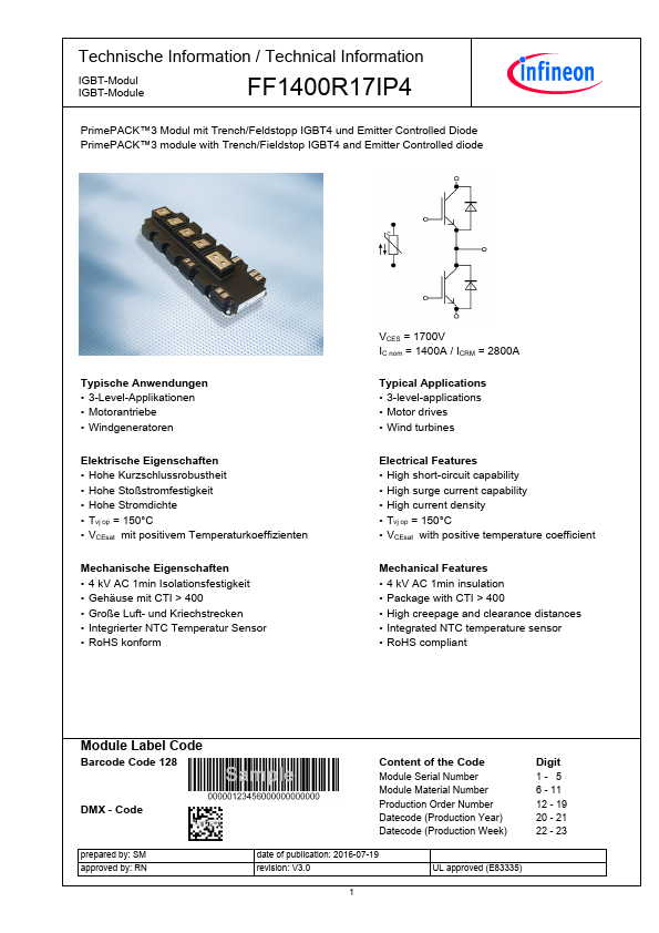 FF1400R17IP4 Datasheet Preview