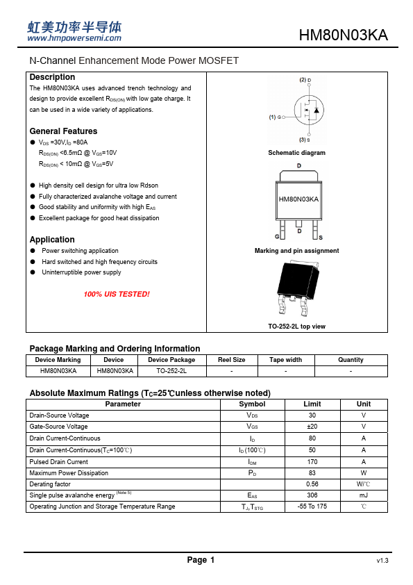 HM80N03KA Datasheet Preview