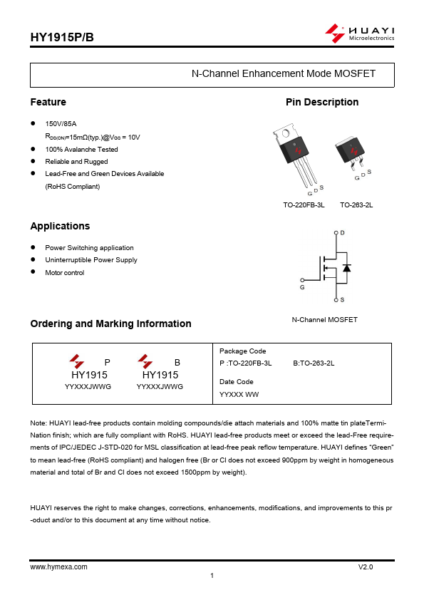 HY1915B Datasheet Preview