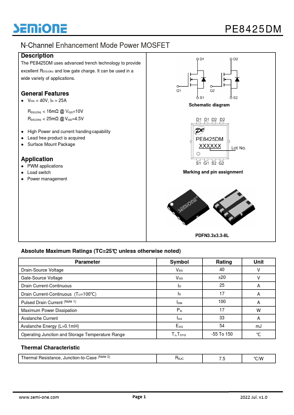 PE8425DM Datasheet Preview