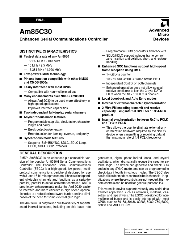 AM85C30-10PC