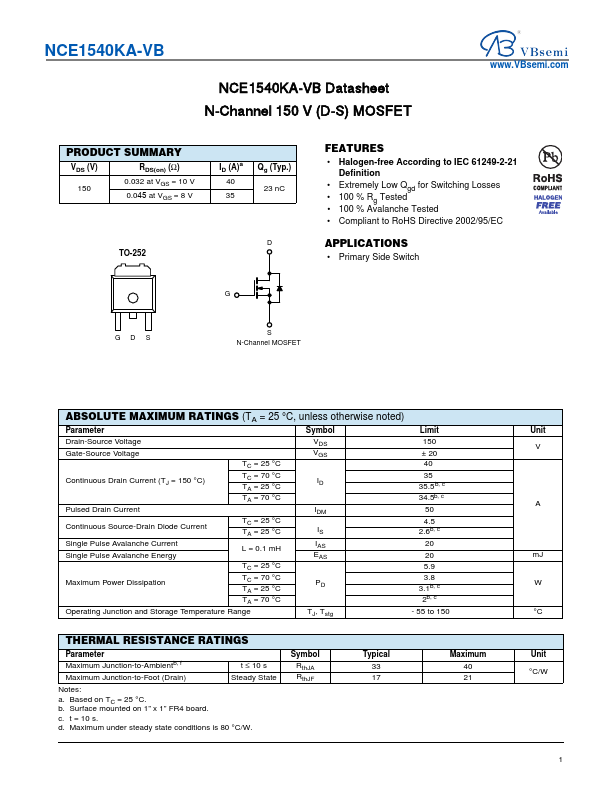 NCE1540KA Datasheet Preview