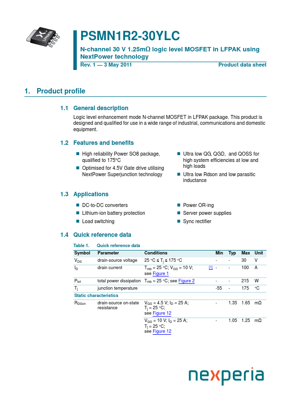 PSMN1R2-30YLC