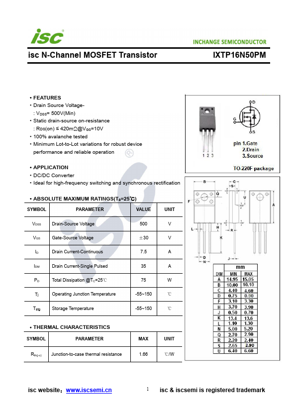 IXTP16N50PM