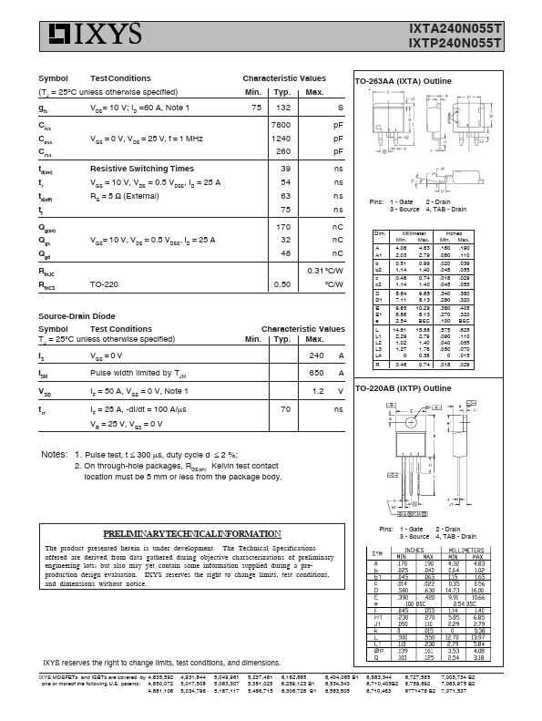 IXTA240N055T