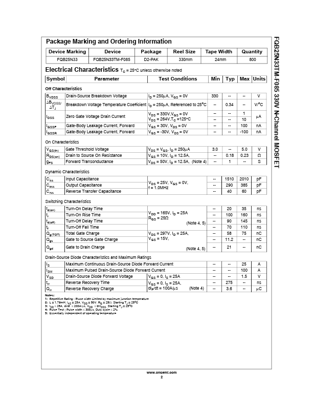 FQB25N33TM-F085