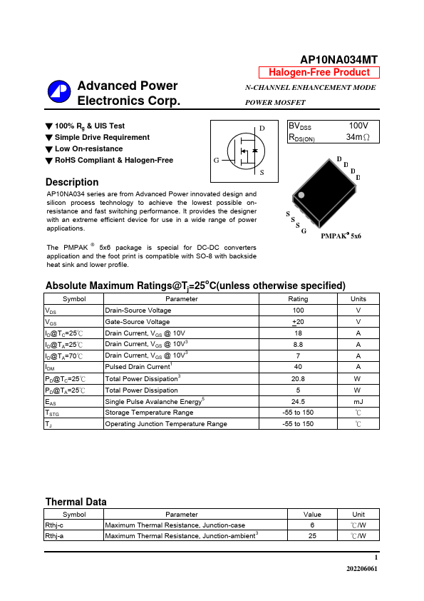 AP10NA034MT Datasheet Preview