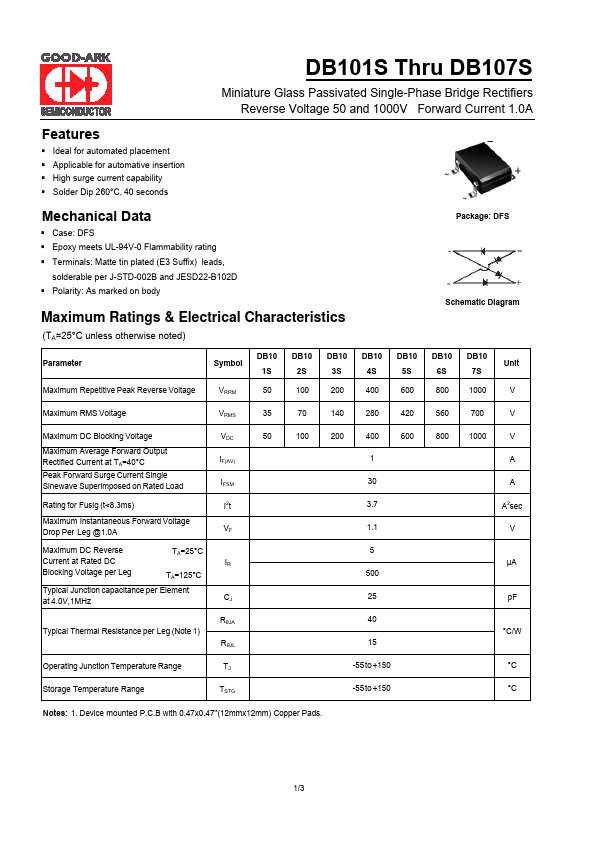 DB101S Datasheet Preview