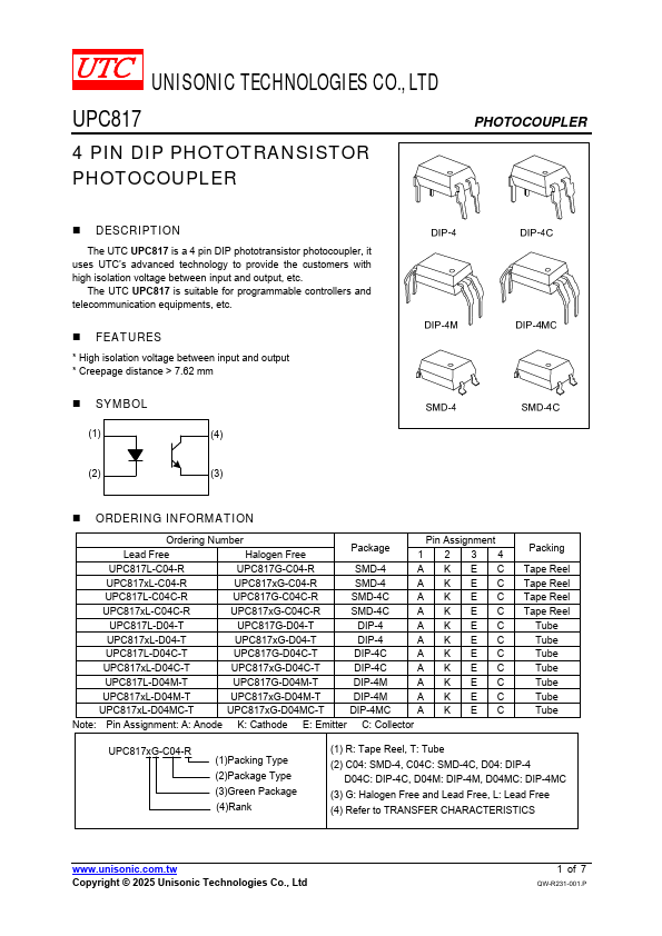 UPC817 Datasheet Preview