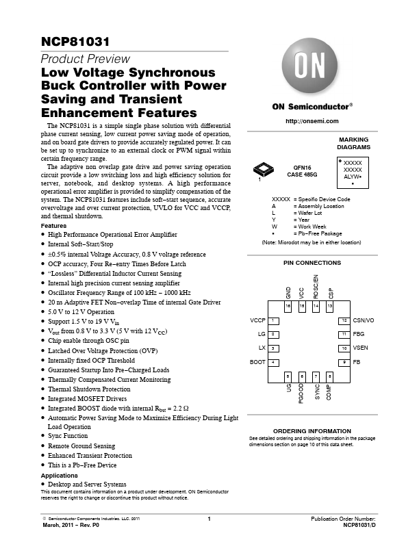 NCP81031 Datasheet Preview