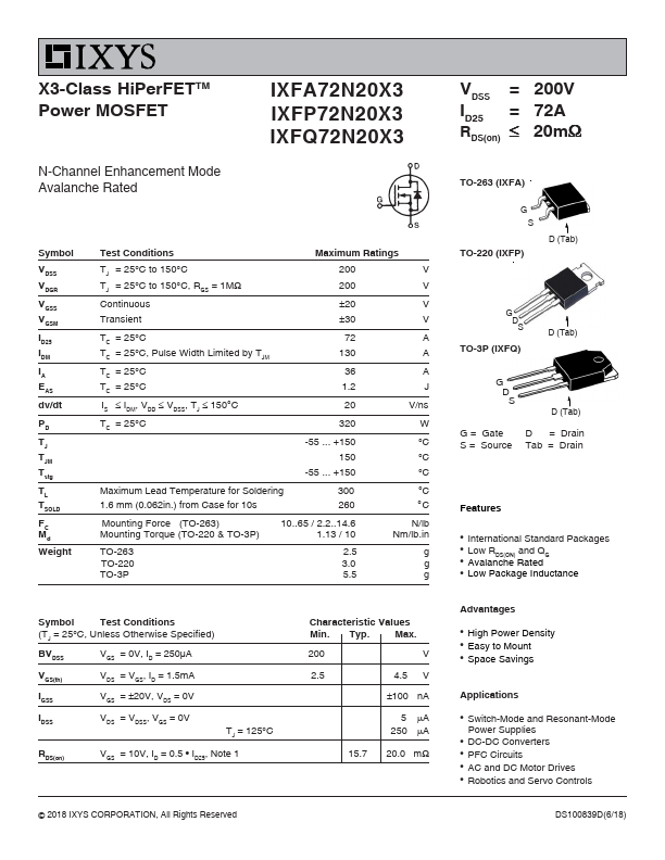 IXFP72N20X3