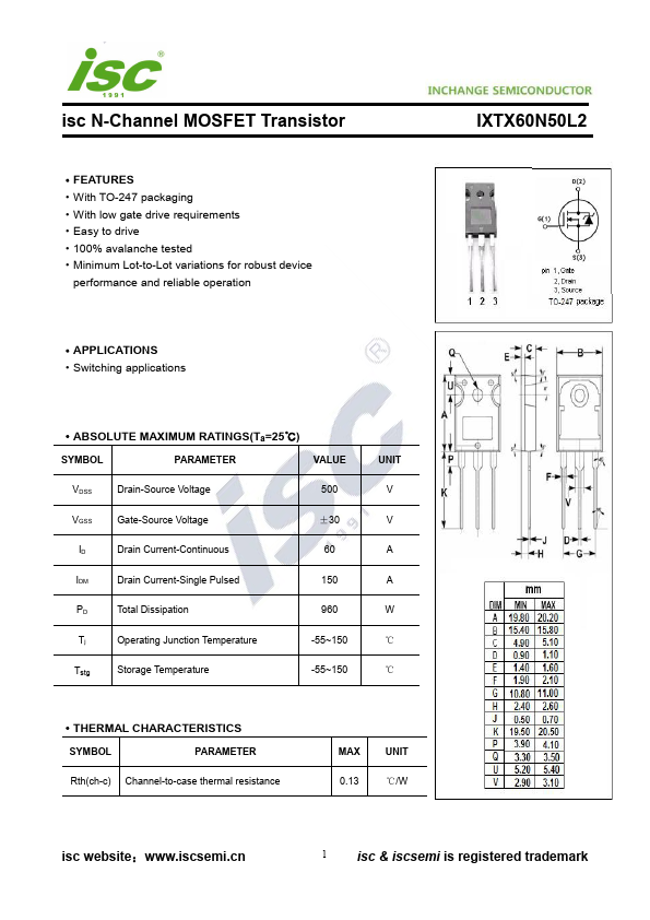 IXTX60N50L2