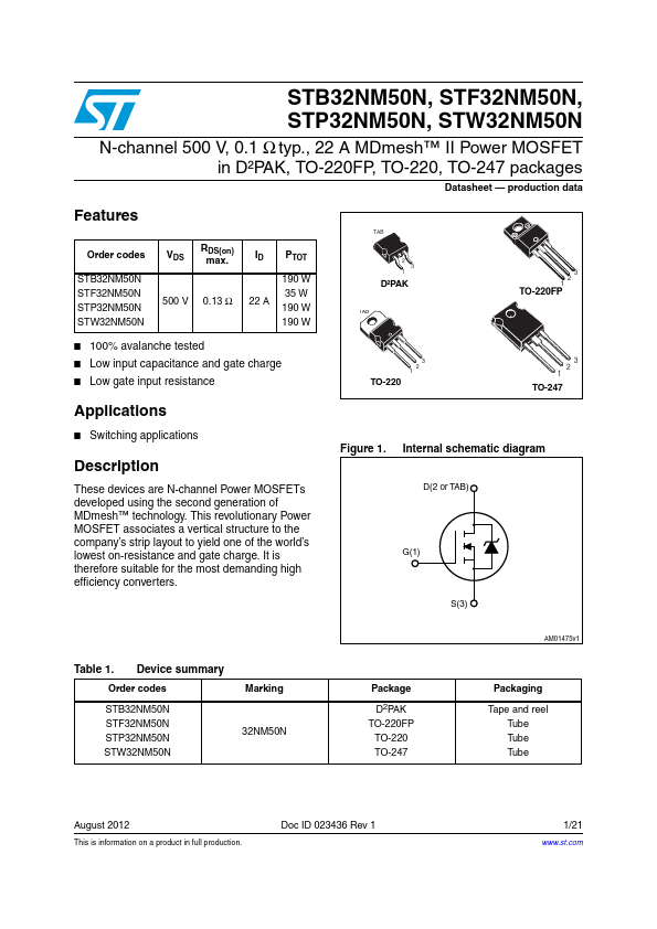 STB32NM50N