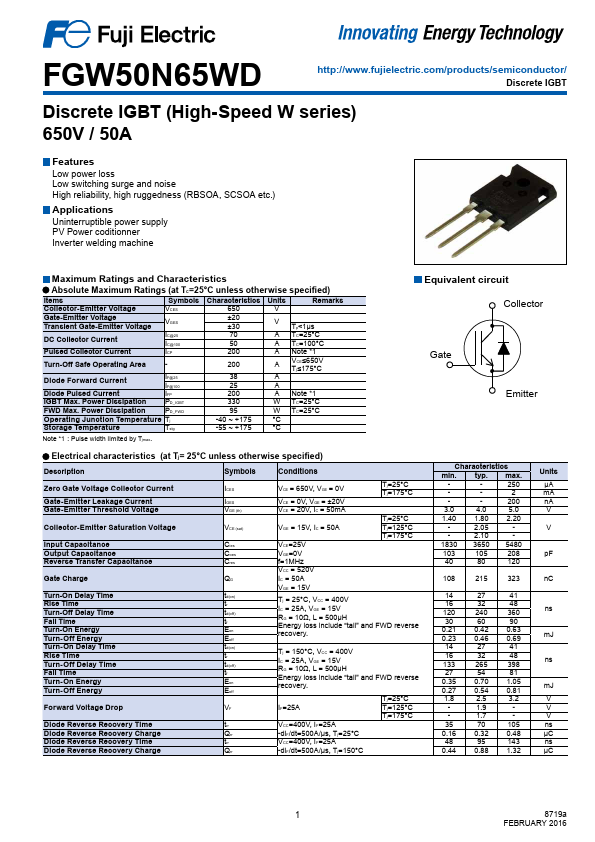 FGW50N65WD Datasheet Preview