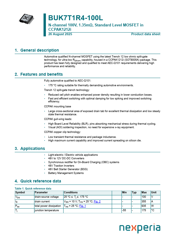 BUK7T1R4-100L Datasheet Preview