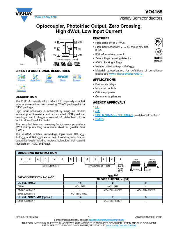 VO4158 Datasheet Preview