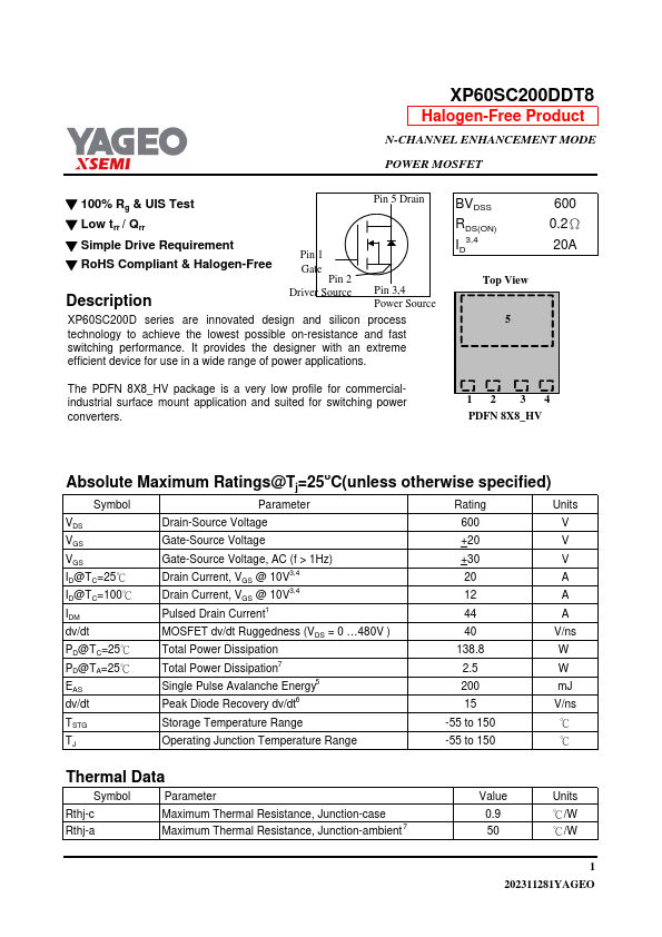 XP60SC200DDT8 Datasheet Preview