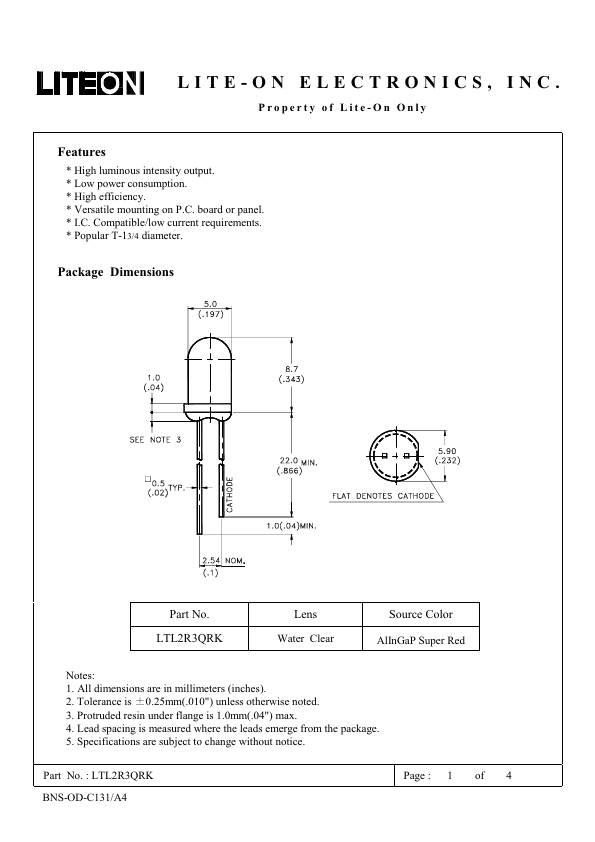 LTL2R3QRK Datasheet Preview