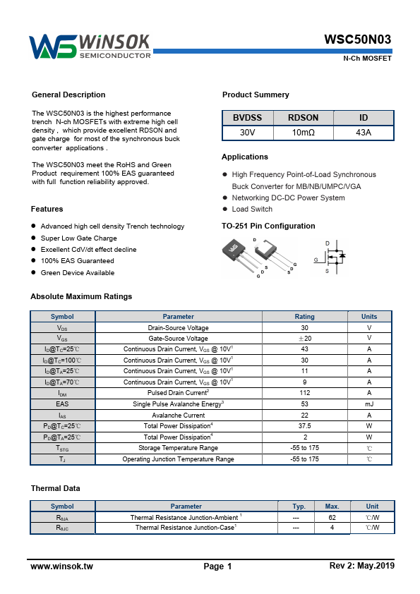 WSC50N03 Datasheet Preview