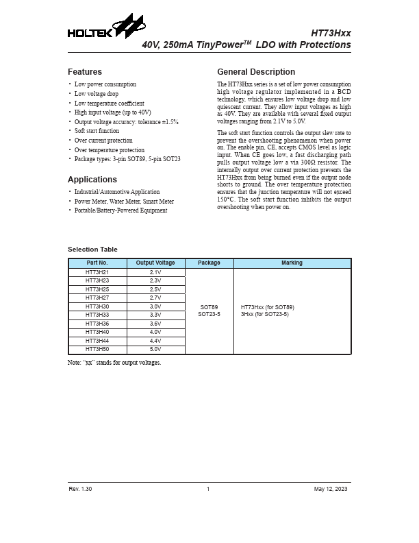 HT73H44 Datasheet Preview