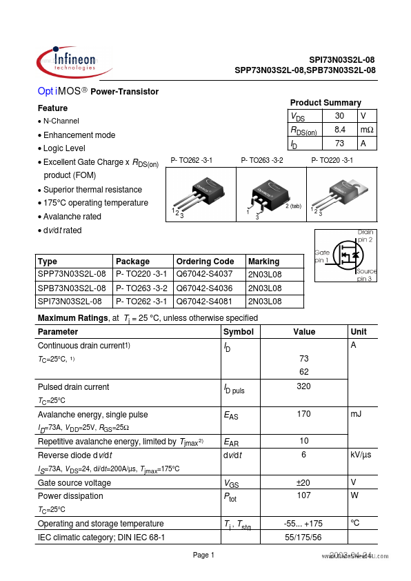 SPP73N03S2L-08