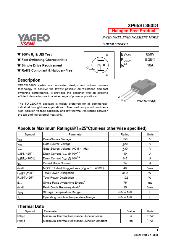 XP65SL380DI Datasheet Preview