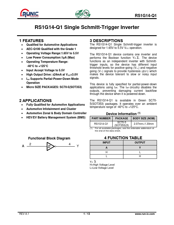 RS1G14-Q1 Datasheet Preview