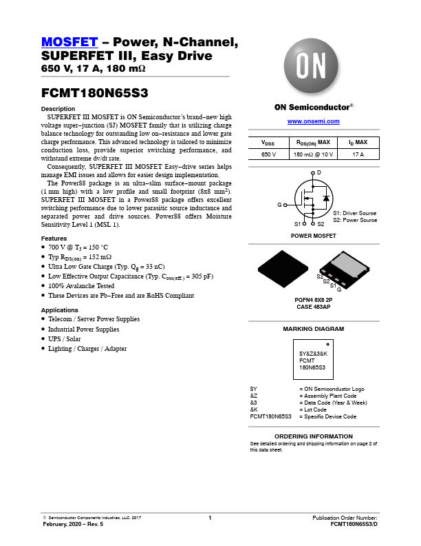 FCMT180N65S3