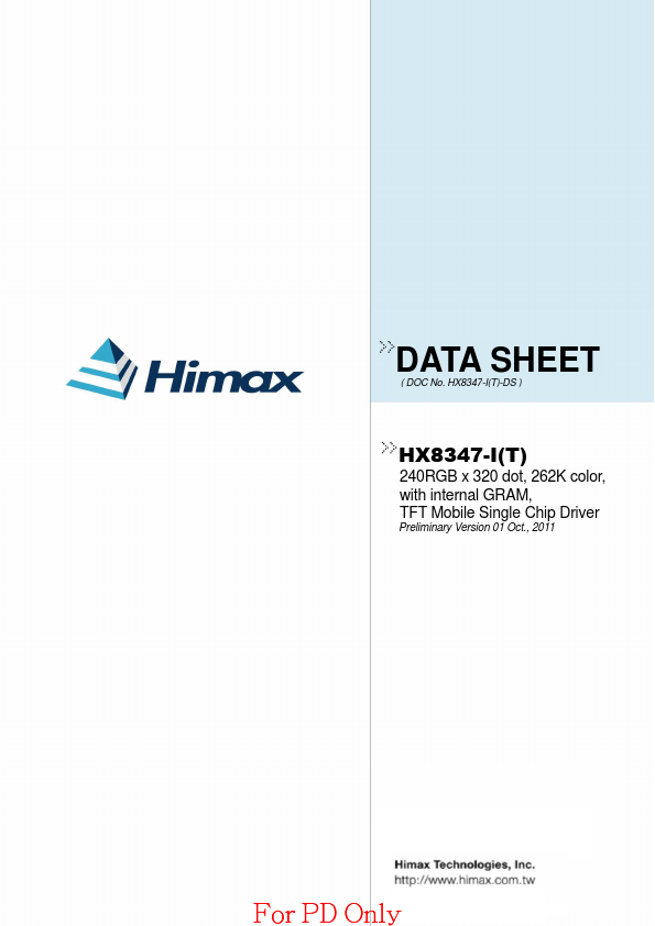 HX8347-I Datasheet Preview
