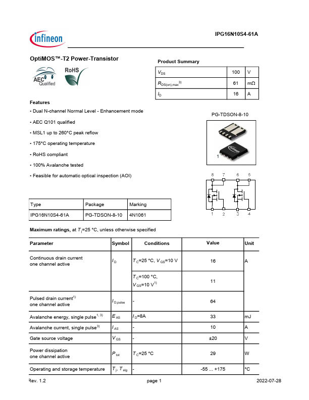 IPG16N10S4-61A