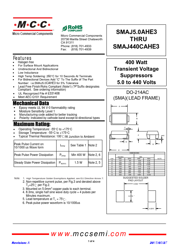 SMAJ440AHE3