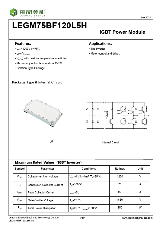 LEGM75BF120L5H Datasheet Preview