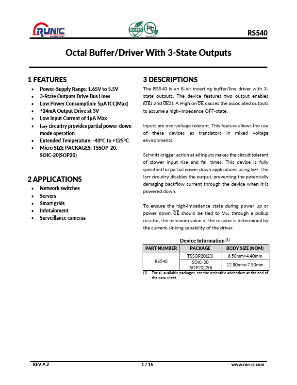 RS540 Datasheet Preview