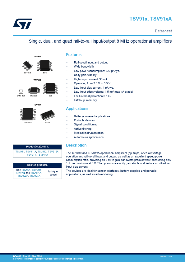 TSV911 Datasheet Preview