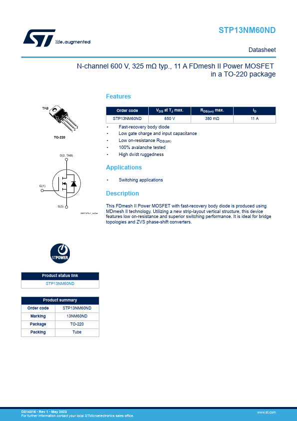 STP13NM60ND