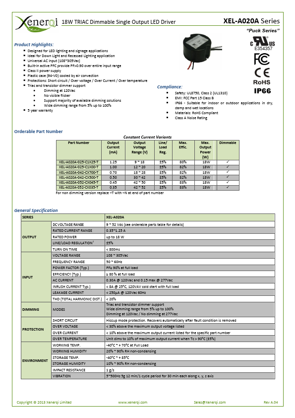 XEL-A020A-052-CX035-T