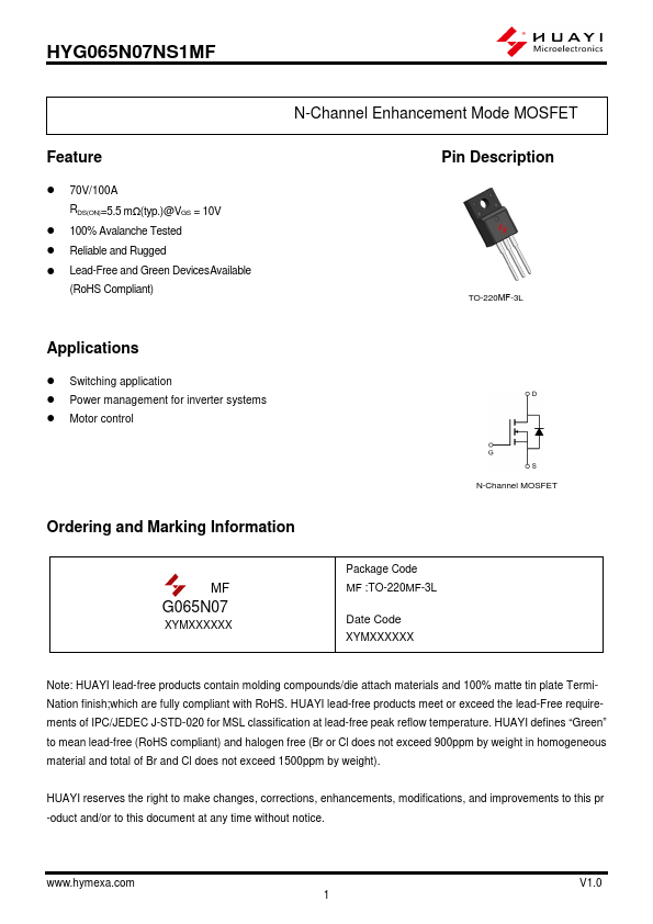 HYG065N07NS1MF Datasheet Preview
