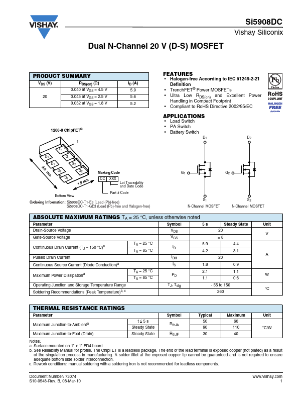 SI5908DC Datasheet Preview