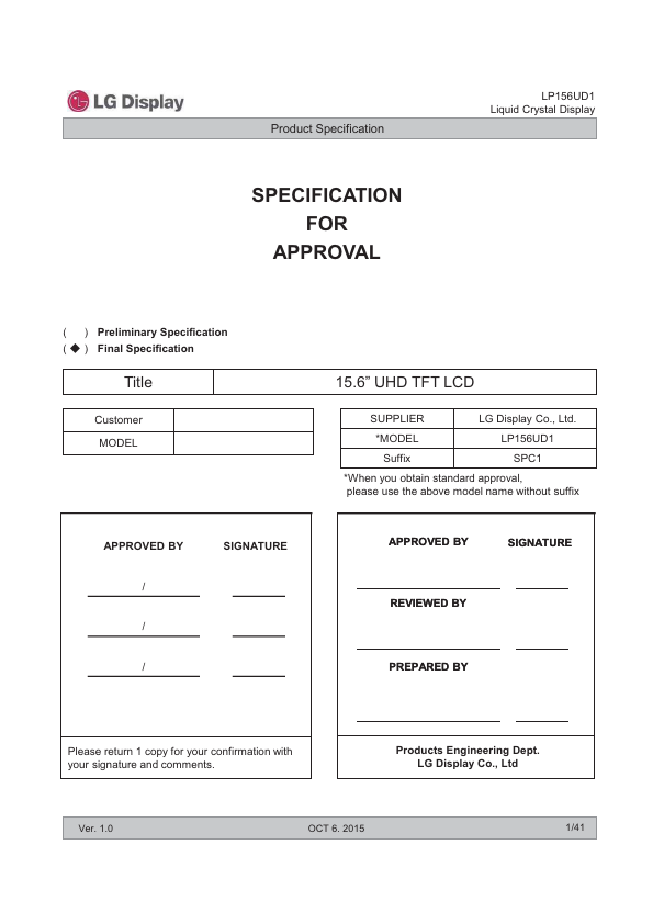 LP156UD1-SPC1 Datasheet Preview
