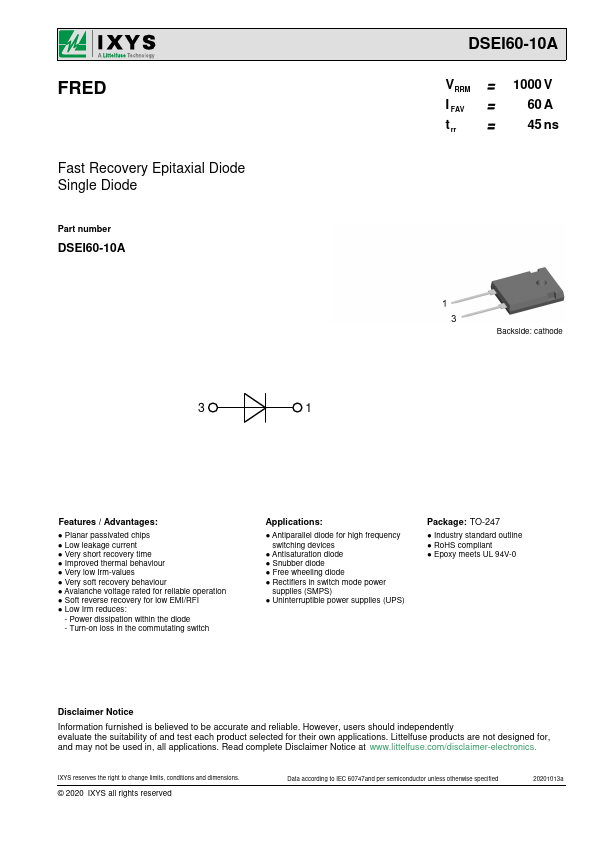 DSEI60-10A Datasheet Preview