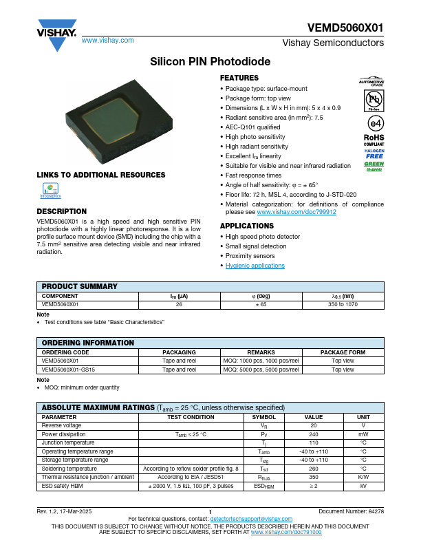 VEMD5060X01 Datasheet Preview