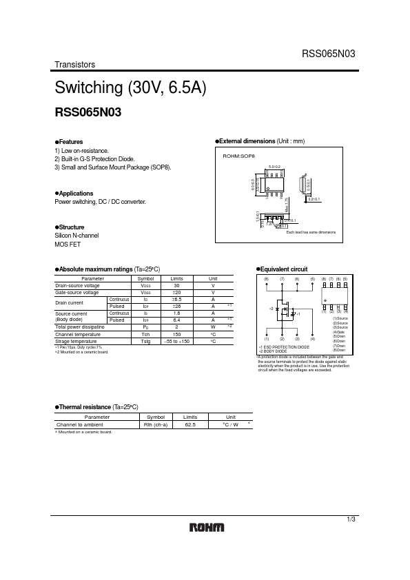 RSS065N03 Datasheet Preview